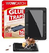 Wowcatch Sticky Mouse Traps Indoor for Home - 16 Pack Pre-baited Glue Traps for Roaches, Spider, ...
