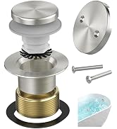 Sogmeter Brushed Nickel Tub Drain Kit with Hair Catcher, Premium Brass Tip-Toe Bathroom Tub Drain...