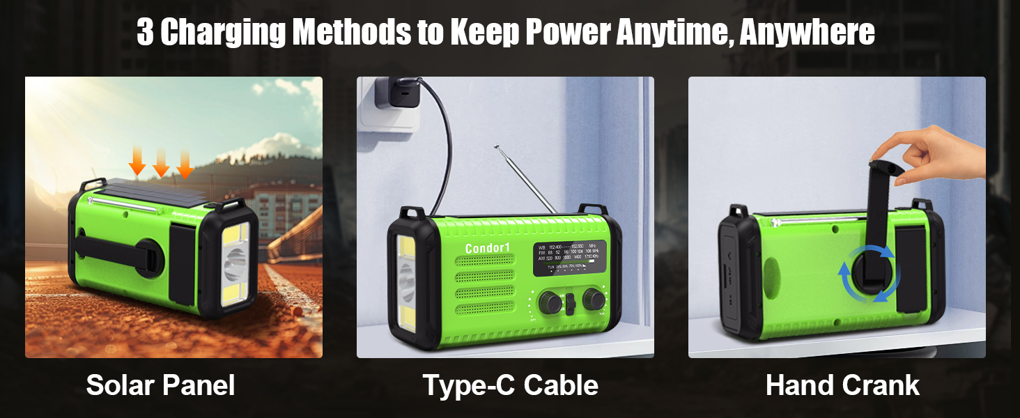 emergency weather radio hand crank radio flashlight cell phone charger