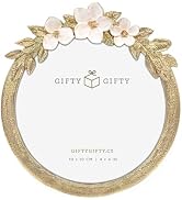 GIFTY GIFTY Circular Plum Flower Photo Frame / 4x4 In | For Vertical Display on Tabletops | Perfe...