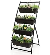 Giantex 5.2FT Vertical Raised Garden Bed, 4-Tier Elevated Planter Box w/4 Containers & Drainage H...