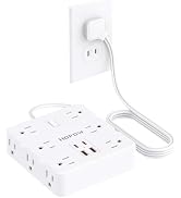 HOPOW 2 Prong Power Strip, 2 Prong to 3 Prong Outlet Adapter with 12 AC & 4 USB(2 USB-C), 1700J T...