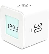 mooas Multi Cube Timer/Rotating Timer (White), Simple Operation, Clock & Timer, 5,15,30,60 min Ti...
