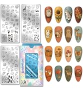 PH PandaHall 3pcs Animal Nail Stamping Plates Autumn Plants Nail Art Templates Wildlife Nails Art...