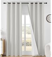Joydeco Linen Blackout Curtains for Bedroom 84 Inches Long Grommet Heavy Duty Living Room Drapes ...