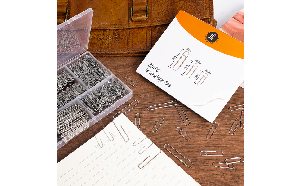 500 Pcs Assorted Paper Clips