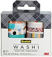 Scotch Washi Tape, Abstract Modern Design, 8 Rolls, Great for Bullet Journaling, Scrapbooking and...