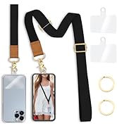 Yonlevres Phone Lanyard Crossbody Wrist Strap, Black Cell Phone Lanyards for around the Neck Wris...
