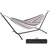 DUMOS Double Hammock with Space Saving Stand, Heavy Duty Steel Frame, Portable for Outside & Indo...