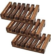 Soap Dish Holder, 3 Pcs Natural Wooden Soap Saver, Soap Case for Shower, Self Draining Soap Tray ...