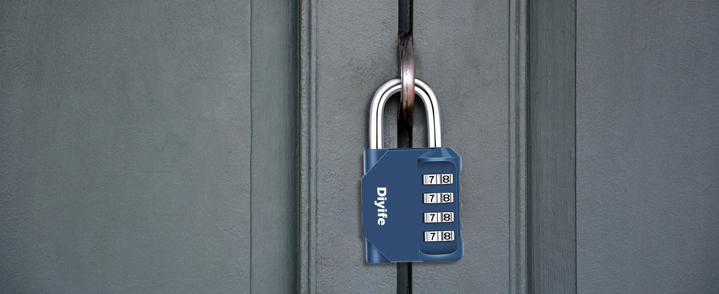 Black combination padlock with four number dials