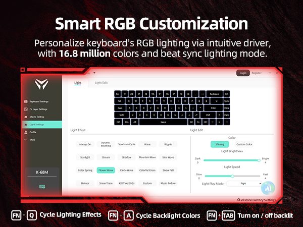 smart RGB light up keyboard