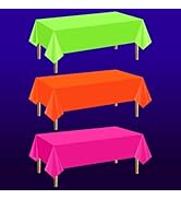 mwellewm 3 Pcs Neon Table Cloths Disposable Neon Party Decorations Pink Orange Yellow Glow in the...