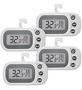 Digital Frigerator Thermometer 4 pack, Thermometer Refrigerator with Large LCD Screen, Stand and ...