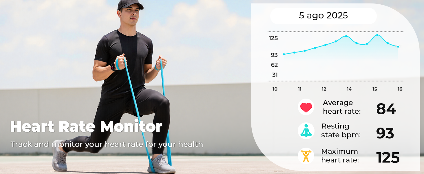 Fitness watch feature 24-hour heart rate and blood oxygen monitoring