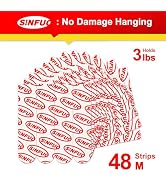 48 Medium Hanging Strips Refill, No Damage Adhesive Strips for Wall Hooks, Removable Picture Hang...