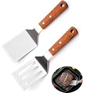 Stainless Steel Spatula Set, 2 Pack Pro Metal Spatulas for Kitchen Use | Cookie Spatula with Wood...