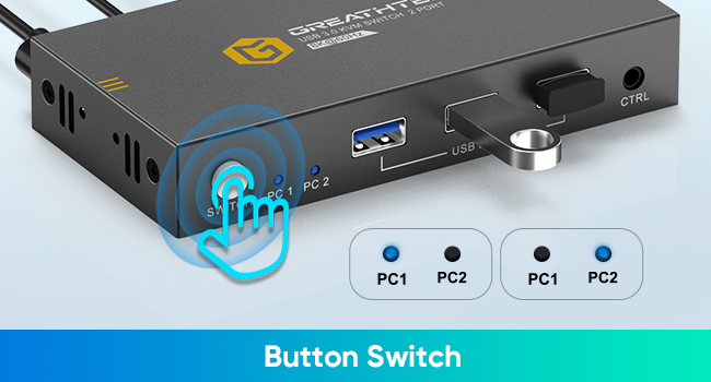 USB 3.0 kvm Switch 1 monitors 2 computers 8K
