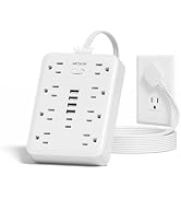 MCSCN Ultra Thin Flat Plug Surge Overload Protector Power Strip Wall Outlet with 8 AC Power Outle...