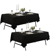 ZarzaaSik 2-Pack 60x102 inch Black Table Cloths, Solid Stain and Wrinkle Resistant Oblong Tablecl...