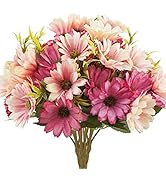 Ruidazon 4 Bundles Artificial Daisy Flowers, 12.2” Outdoor Daisies Flowers Artificial Fake Daisie...