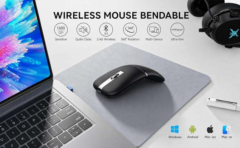 Wireless mouse bendable