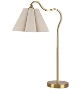 KUNJOULAM Modern Table Lamps, Nightstand Bedside Lamps with Umbrella Form Linen Lampshade, Gold M...