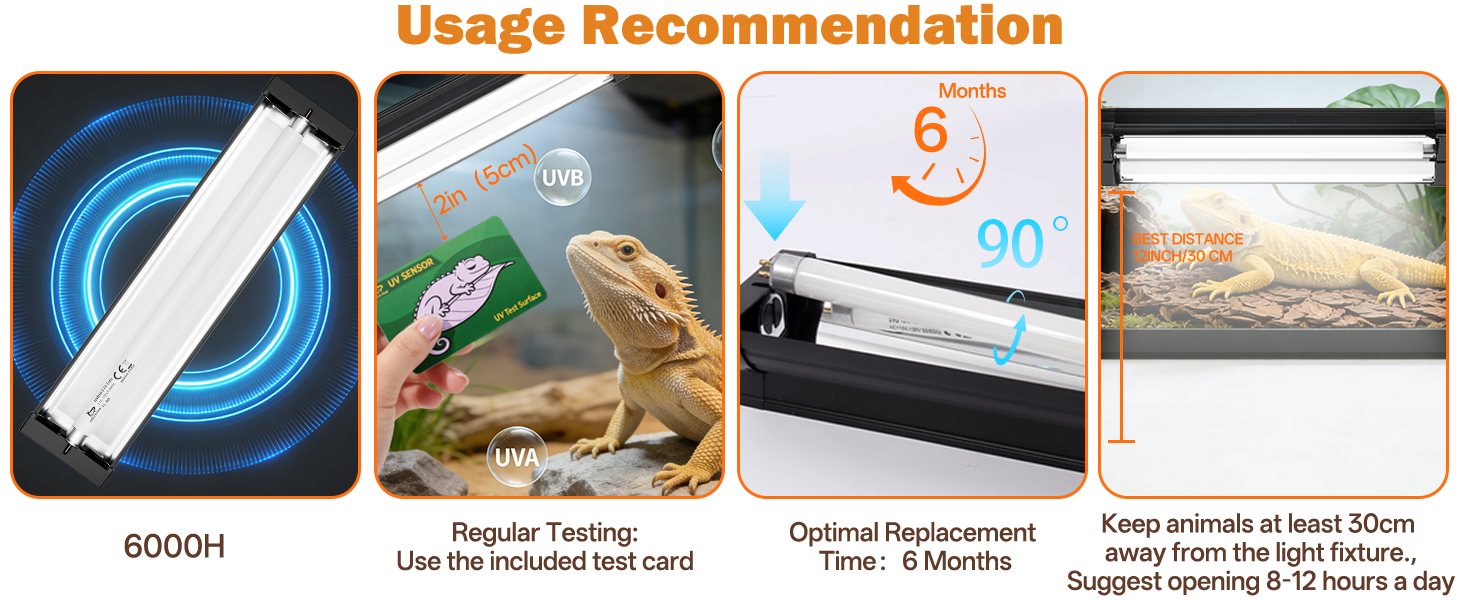 UVB Intensity 10.0,Wattage 24W,Length22inch; UV Test Card for Desert UVB Lighting and Reptile Care.