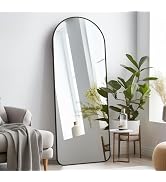 Vlush Arched Full Length Mirror,64''x21'' Freestanding Floor Mirror with Stand,Large Full Body Wa...