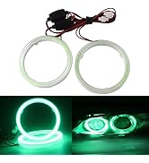 Qasim 80MM Green 63SMD Car Angel Eyes COB LED Halo Ring With Cover LED DRL Fog Light 12V 24V-1Pair