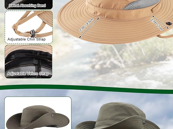 Connectyle Men's Sun Hat UPF 50+ Sun Protection Fishing Hiking Hat Cowboy Bucket Hat