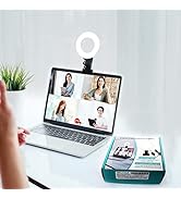 Video Conference Lighting Kit 3200k-6500K Dimmable Led Ring Lights Clip on Laptop Monitor for Rem...