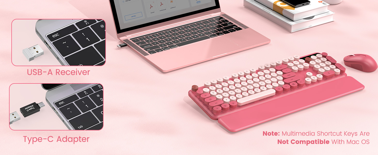With USB receiver and Type-C adapter, shortcut keys are not compatible with Mac OS system