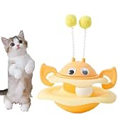 MTGekYu Interactive Cat Roly-Poly Toy, Bee Roly-Poly Toy with Rolling Ball and cat Teaser, Rotati...