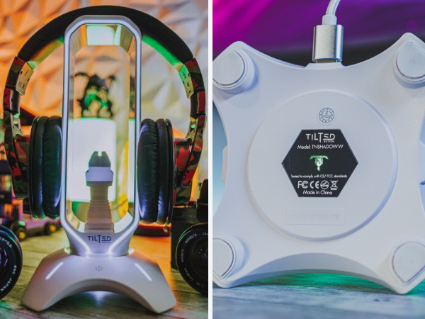 white rgb headset stand
