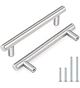 Probrico 5 Pack|4 Inch Hole Centers T Bar Cabinet Handles Drawer Pulls,Satin Nickel Cabinet Pulls...