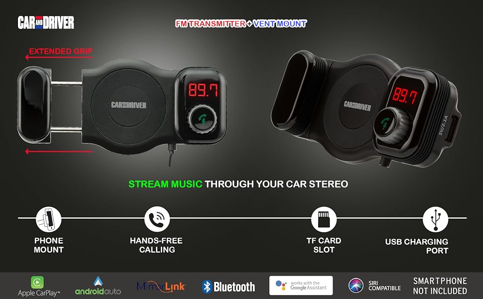 Car and Driver Stream Music Via The FM Transmitter