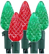 Brizled Red & Green C5 Christmas Lights, 33ft 100 LED Christmas Lights, Connectable 120V UL Certi...