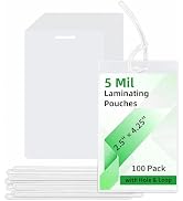 Binditek 5 Mil Laminating Pouches with Hole & Loop, 2.5 x 4.25 Inch ID Badge Lamination Pouches, ...