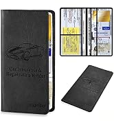 TILDOSAC Leather Car Registration and Insurance Card Holder, Car Document Holder for Cards Licens...