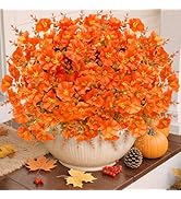 Artificial Mums for Outdoors Fall Flowers Plants for Thanksgiving Decor, 12 Bundles Silk Morning ...