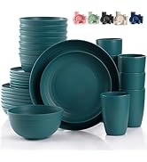 Unbreakable Plates and Bowls Sets Microwave and Dishwasher Safe,Wheat Straw Dinnerware Sets for 8...