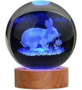 JANARARY Easter Bunny Lamp Things for Teen Girls, Large 3D Bunny Night Light, Crystal Rabbit Lamp...