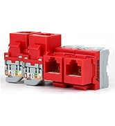 AMPCOM 10-Pack CAT5e RJ45 Tool-Less Keystone Jack, No Punch Down Tool Required UTP Module Connect...
