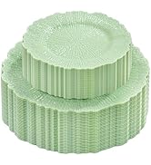 DaYammi 60 PCS Green Plastic Plates,Reef Plate Disposable & Reusable-Heavy Duty Plastic Plates fo...