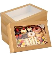 DTFMZOV 10 Pack Bakery Boxes with Window, 13.78x9.84x3.15 Inch Cookie Boxes, Large Cardboard Past...