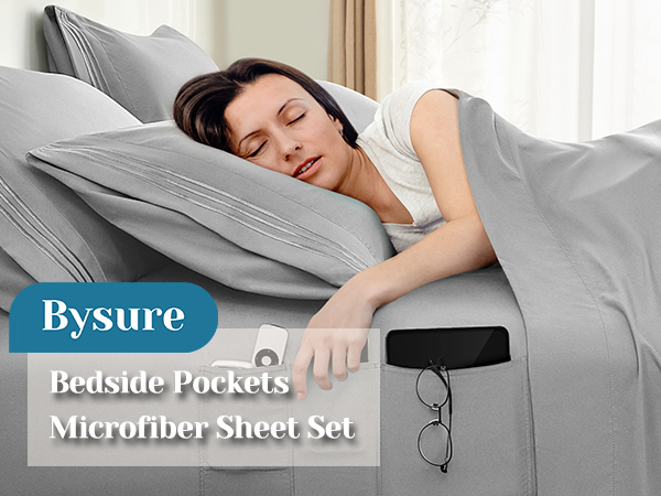 6 piece hotel sheet with bedside organizer