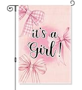 Gkodw It's a Girl boy Garden Flag, Birth Announcement Yard Sign for Outside, Cute Baby Shower Gif...
