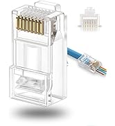 Rapink Cat6 RJ45 Connector Pass Through 100 Pack, Premium UTP Ethernet RJ45 Plug, RJ45 Ends Golde...