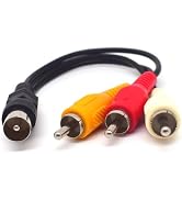 ELNONE 18CM/0.6FT Short TV Male Plug to 3 x RCA Male Jack Adapter Cable Red Yellow White for TV,H...